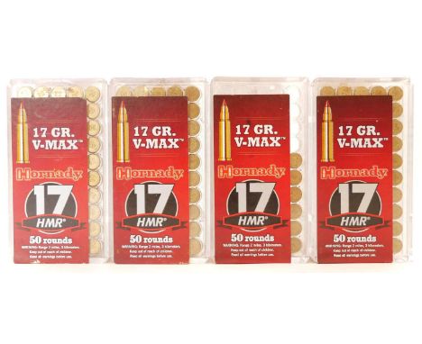 .17 HMR rifle ammunition LICNCE REQUIRED 176 rounds of Hornady 17grain V-Max .17 HMR rifle ammunition.THIS LOT IS SOLD SUBJEC