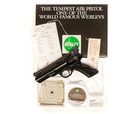 Boxed Webley Tempest .22 air pistol, Boxed Webley Tempest .22 air pistol, in almost mint condition, 7inch barrel, with inspec