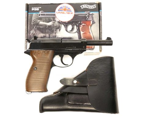 Walther CO2 .177 P38 air pistol, Walther CO2 .177 P38 block back air pistol, serial number 14A57234, in box with instructions