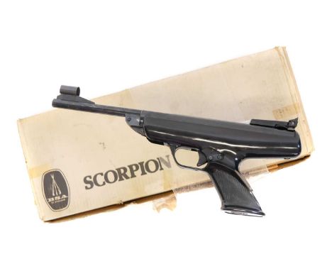 Boxed BSA Scorpion .22 air pistol, Boxed BSA Scorpion .22 air pistol, 8inch barrel, serial number RB50206.No licence is requi