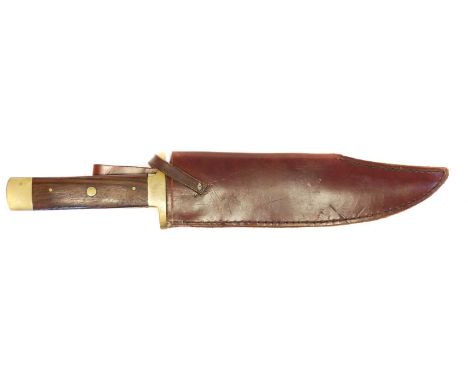 J. Nowill and Sons Sheffield Bowie knife J. Nowill and Sons Sheffield Bowie knife, 23cm cutting edge, with leather scabbard. 