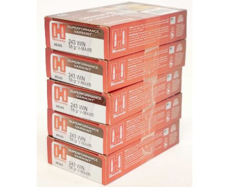100 rounds Hornady 243 58gr Vmax Superformance Varmint ammunition 100 rounds Hornady 243 58gr Vmax Superformance Varmint ammu