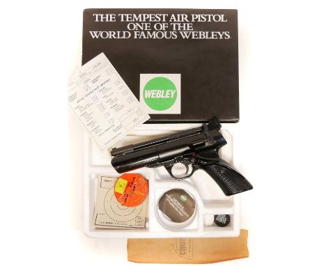 Boxed Webley Tempest .177 air pistol, Boxed Webley Tempest .177 air pistol, in almost mint condition, 7inch barrel, with insp