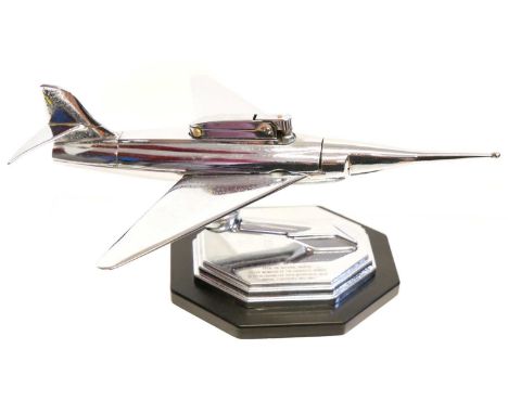 Chrome Jet Aircraft cigarette lighter 1950's Chrome Jet Aircraft cigarette lighter, on an octagonal base with National Counci