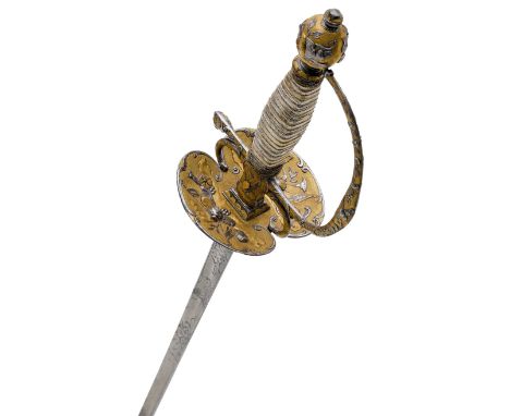 GALADEGENFranzösisch, um 1750, für einen Offizier.Eisengefäss, aus gegossenen und geschmiedeten Teilen zusammengesetzt, kugel
