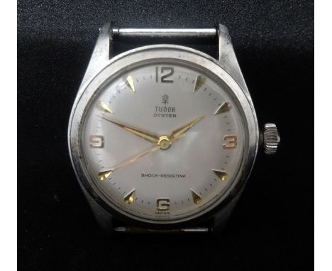 Tudor (Rolex), Oyster, a gents stainless steel vintage wristwatch, the dial marked Shock Resisting, manual wind, case diamete