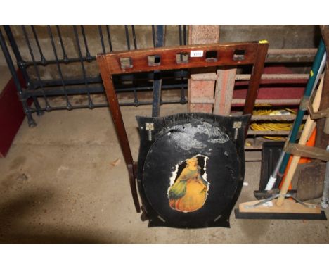 A wooden towel rail, tripod base etc.