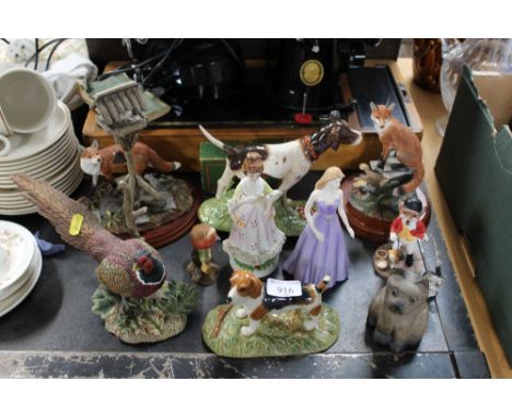 A Royal Doulton animals model "Hound Dog" AF; a Royal Doulton  model of a gun dog; Royal Doulton figurine and various other o