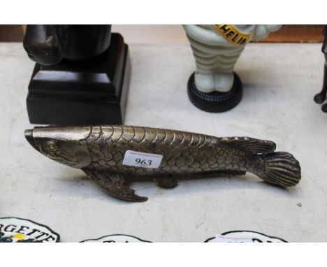A bronzed model of a carp