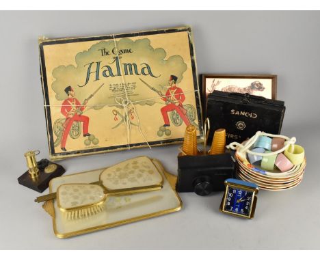 A Collection of Various Sundries to Comprise Chad Valley Halma (Unchecked), Vintage First Aid Kit, Dressing Table Set etc