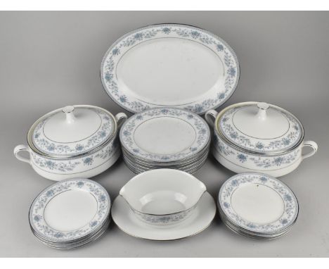 A Large Noritake Blue Hill Dinner Service to Comprise Plates, Tureens, Bowls etc