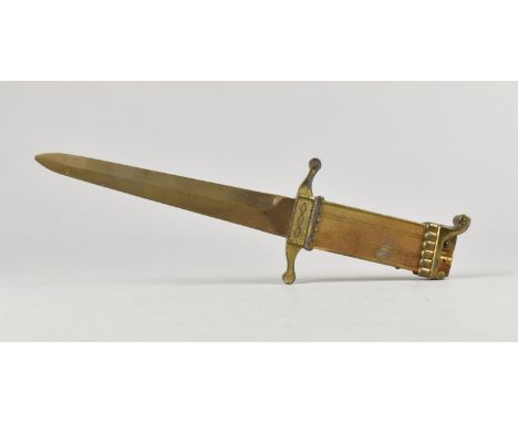 A Mid Century Combination Desk Lighter and Letter Opener Modelled as a Dagger, 25cms Long