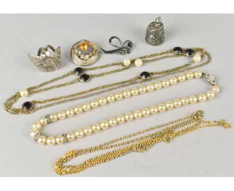 A Collection of Silver and Other Costume Jewellery to include Scottish Silver Thistle Brooch Marked for Glasgow, Pewter Thimb