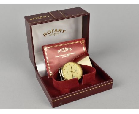 A 9ct Gold Cased Gents Rotary Wrist Watch, Birmingham 1993, 4745, Champagne Face with Baton Hands and Hour Indicators, Date A