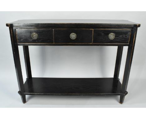 A Laura Ashley Henshaw Side Table with Three Short Drawers to Bottom Shelf, 110x35x80cms High
