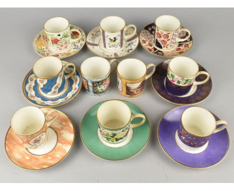 Eight Coalport Historic Coffee Cups and Saucers Plus Two Coffee Cans