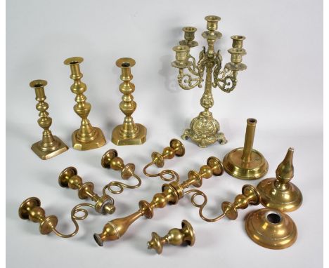 A Collection of Various Candlesticks to Comprise Ornate Candelabra Etc (Some Condition Issues)
