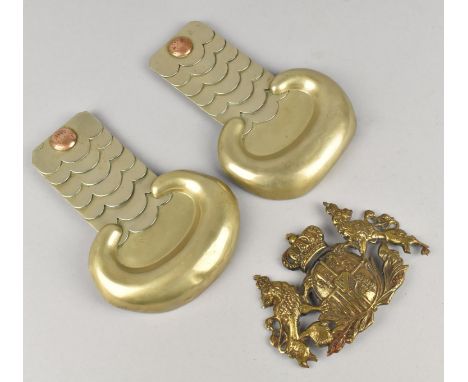 A Pair of Officer's Silver Plated Shoulder Scales/Epaulettes together with a WWI Period German Bavarian Pickelhaube Helmet Pl