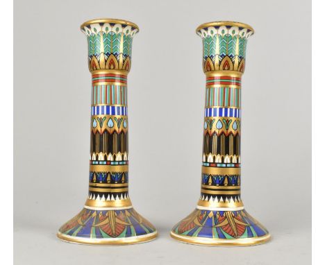 Pair of Limited Edition Ceramic Candlesticks, The Candlesticks of Tutankhamun, 72/4950, 18cm high
