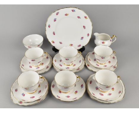 A Crown Regent Floral Decorated Tea Set to Comprise Six Cups, Six Saucers, Five Side Plates, Milk Jug and Sugar Bowl