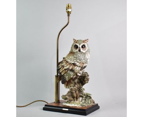 A Limited Edition Florence Sculture D'arte Cast Resin Owl Lamp, 1310/5000