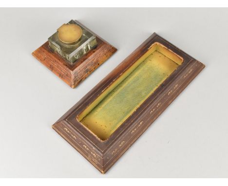 An Asprey of London Desk Inkwell with Fitted Leather Base Together with a Further Leather Base