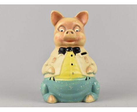 A Mid Century Novelty Ellgreave Ceramic Money Bank, Mr Pig, 23cms High