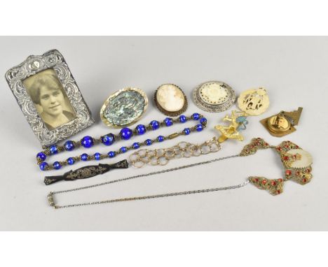 A Collection of Early/Mid 20th Century Jewellery and Silver Items to Comprise Silver Photo Frame, Birmingham 1902/3, Mother o
