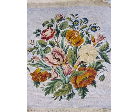 Mid 20th century beaded and tapestry cushion/seat cover decorated with flowers 65 x 63 cms and various net and beaded sweetme