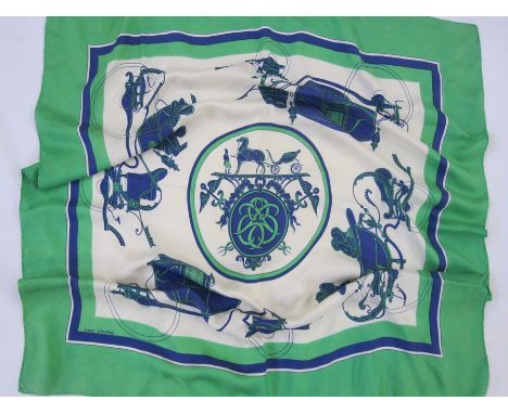 Hermes scarf 'Ex Libris', Hugo Grygkar 1946Condition ReportSome yellow staining mainly to the outer green edge (as if the col