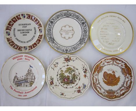 Quantity of collectors plates to include Royal Worcester 'New Zealand Cricket Team 1973, Worcester April 30th', 'European Cup