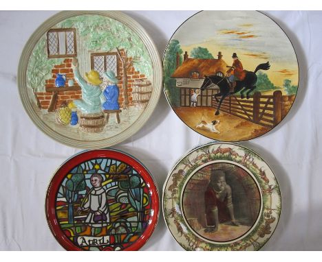 Poole pottery 'Medieval Calendar Series', no.14/1000, April 1973, German pottery plate, Royal Doulton 'African Series' 'Good 