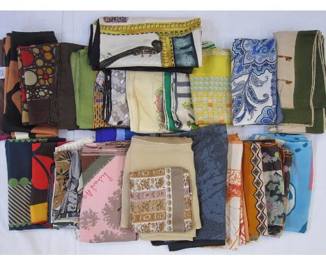 Six vintage Liberty silk scarves, a vintage Liberty wool scarf and other assorted silk scarves to include Jacqmar (2 bags)Con