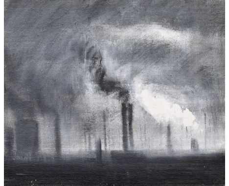 Theodore Major (British 1908-1999) Industrial Landscape, signed on verso, oil on board.32cm x 38.5cm (12.75in x 15.25in)Footn