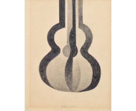 Trevor Grimshaw (British 1947-2001) "Guitar", titled and dated 2/7/75, signed on verso, graphite.9.5cm x 7.5cm (3.75in x 3in)
