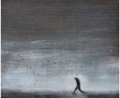 Theodore Major (British 1908-1999) Figure walking, signed on verso, oil on board.31.5cm x 38.5cm (12.5in x 15in)Footnote:Arti