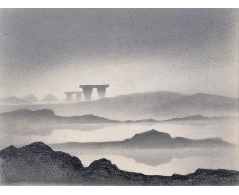 Trevor Grimshaw (British 1947-2001) "Monoliths", signed three times and dated '80, graphite.26.5cm x 35cm (10.5in x 13.75in)F