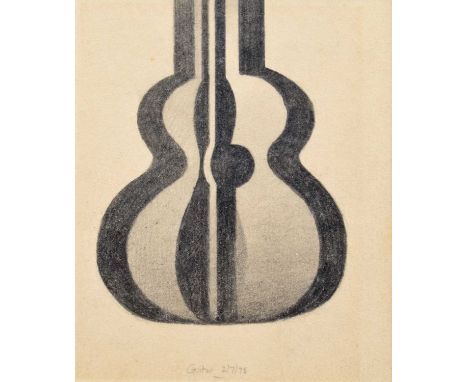 Trevor Grimshaw (British 1947-2001) "Guitar II", titled and dated 2/7/75, signed on verso, graphite.9.5cm x 8cm (3.75in x 3.2