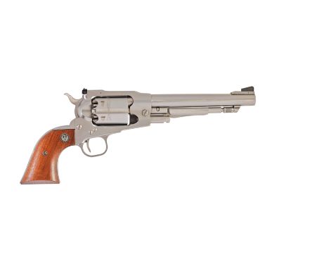 A .45 'Old Army' percussion revolver by Ruger, no. 145-26028The frame and hammer with brushed bright finish, flared wooden gr