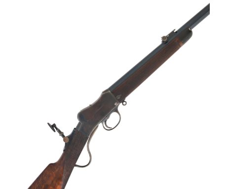 A .22(L) Martini-action take-down rifle by W.W. Greener, no. 018177The plain blacked action with border engraving, underlever