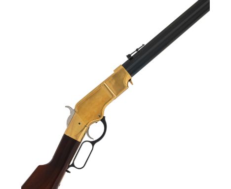 A .44-40 '1860 Henry' lever-action rifle by Uberti, no. 07826Plain brass receiver, the figured stock with crescent brass butt