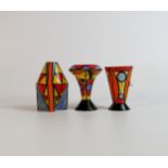 Lorna Bailey decorative small vases, two with Old Ellgreave backstamp, height of tallest 11cm (3)