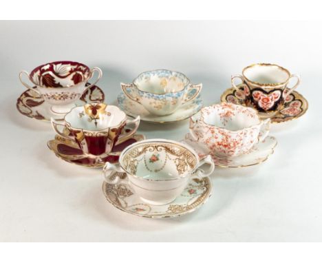 Wileman &amp; Co. and Shelley bouillon 6 cups and saucers, consisting of Snowdrop shape pattern No 9193, Royal 8638, Gainsbor