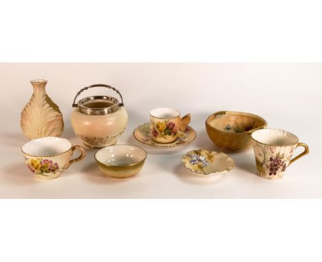 A collection of Royal Worcester / Locke &amp; Co. Blush Ivory items with floral decoration (9) 