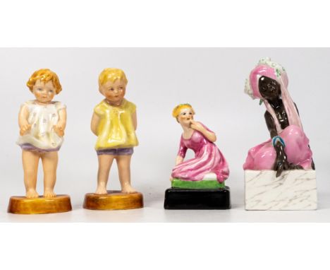 Royal Worcester figurine, 'The Thief' no. 3145,  `Coquette` 2844, Tommy 2913 &amp; Joan 2915, tallest 12.5cm (4) 