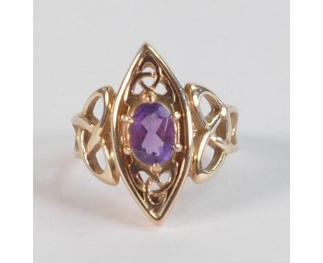 9ct gold hallmarked amethyst set ring, size L, weight 4.75g. 
