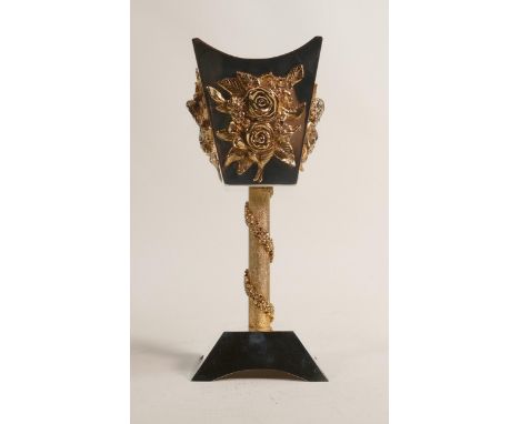 De Lamerie Fine large silverware plated incense burner goblet with rose decoration in presentation bag, specially made high e