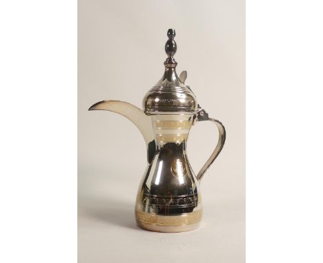 De Lamerie Fine Silverware plated large Arabic Finjan coffee pot with personised decoration, specially made high end quality 
