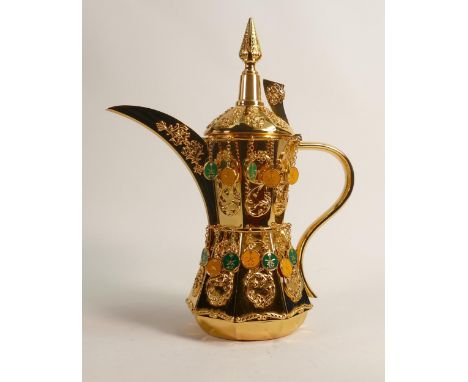 De Lamerie Fine Silverware plated large Arabic Finjan coffee pot with personalised decoration, specially made high end qualit