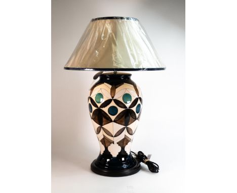 Moorcroft Prestige design Consort lamp &amp; shade (Muzhall). Designed by Emma Bossons. Height 41cm 